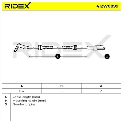 Czujnik ABS RIDEX 412W0899 412W0899 - foto 3