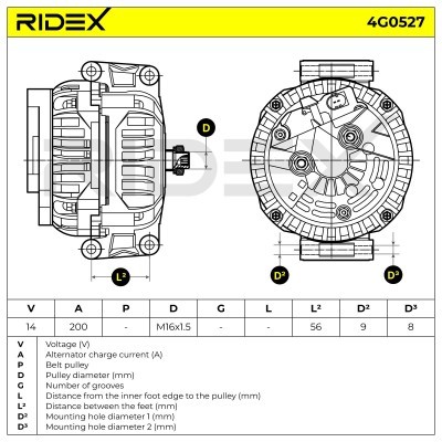 Alternator RIDEX 4G0527 4G0527 - foto 7
