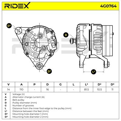 Alternator RIDEX 4G0764 4G0764 - foto 5