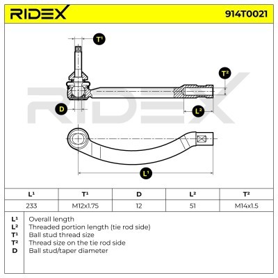 Końcówka drążka kierowniczego RIDEX 914T0021 914T0021 - foto 7
