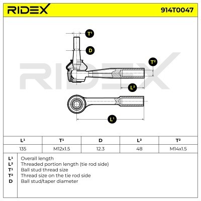 Końcówka drążka kierowniczego RIDEX 914T0047 914T0047 - foto 5