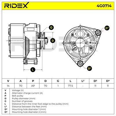 Alternator RIDEX 4G0714 4G0714 - foto 5