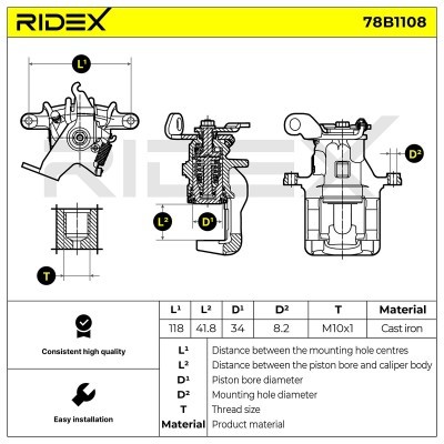 Zacisk Hamulcowy RIDEX 78B1108 78B1108 - foto 7