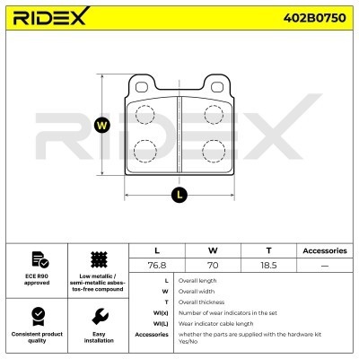 Klocki hamulcowe RIDEX 402B0750 402B0750 - foto 6