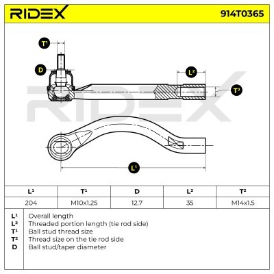 Końcówka drążka kierowniczego RIDEX 914T0365 914T0365 - foto 6
