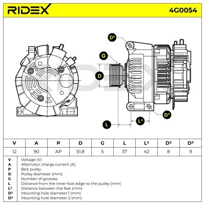 Alternator RIDEX 4G0054 4G0054 - foto 5