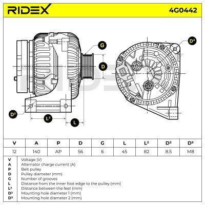 Alternator RIDEX 4G0442 4G0442 - foto 7