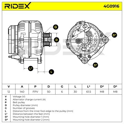 Alternator RIDEX 4G0916 4G0916 - foto 7