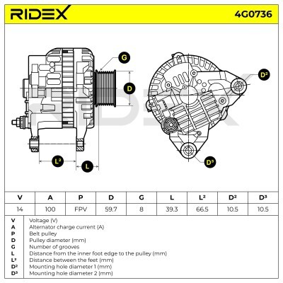 Alternator RIDEX 4G0736 4G0736 - foto 5