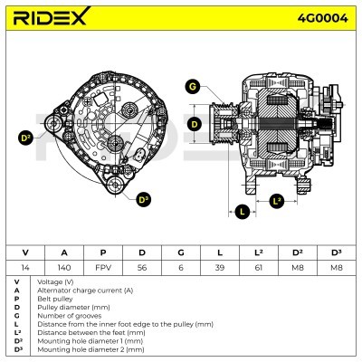 Alternator RIDEX 4G0004 4G0004 - foto 6
