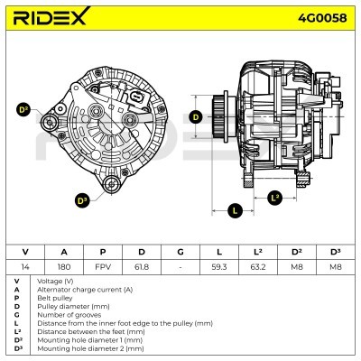 Alternator RIDEX 4G0058 4G0058 - foto 5