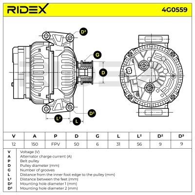 Alternator RIDEX 4G0559 4G0559 - foto 7