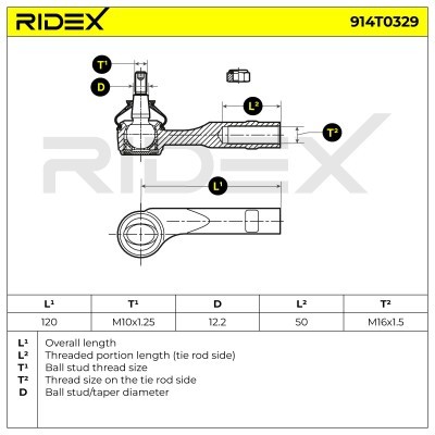 Końcówka drążka kierowniczego RIDEX 914T0329 914T0329 - foto 5