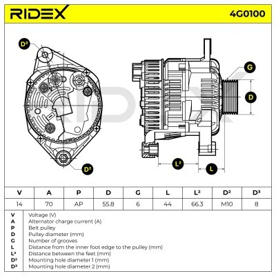 Alternator RIDEX 4G0141 4G0141 - foto 5