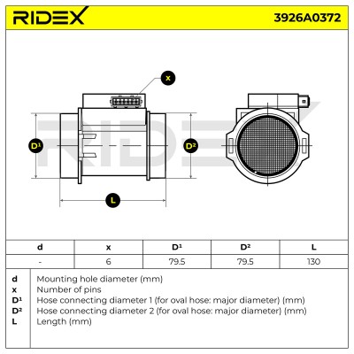 Przepływomierz Masowy Powietrza RIDEX 3926A0372 3926A0372 - foto 6