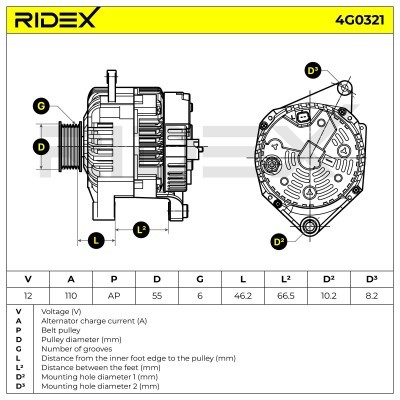 Alternator RIDEX 4G0321 4G0321 - foto 8