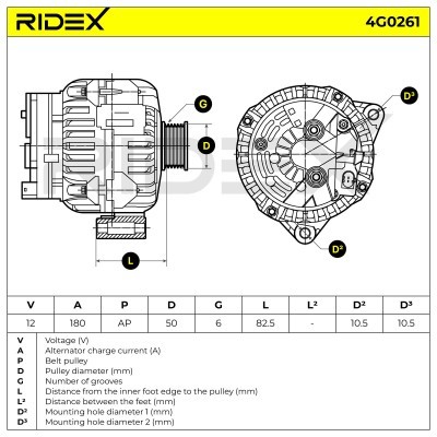 Alternator RIDEX 4G0261 4G0261 - foto 6