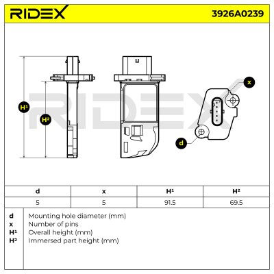 Przepływomierz Masowy Powietrza RIDEX 3926A0239 3926A0239 - foto 6