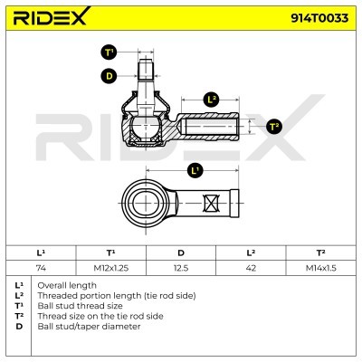 Końcówka drążka kierowniczego RIDEX 914T0033 914T0033 - foto 3