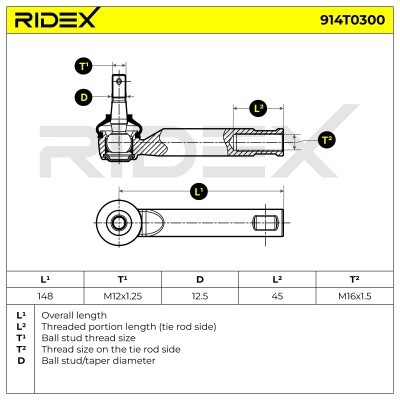 Końcówka drążka kierowniczego RIDEX 914T0300 914T0300 - foto 4