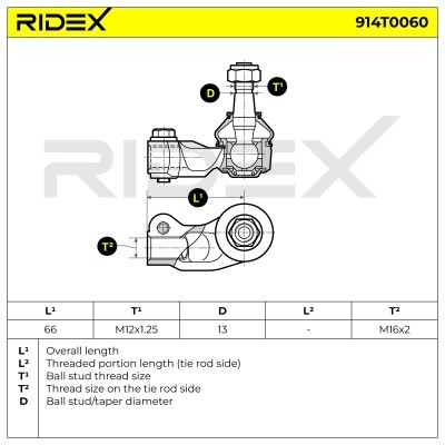 Końcówka drążka kierowniczego RIDEX 914T0060 914T0060 - foto 4