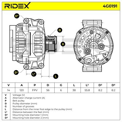 Alternator RIDEX 4G0191 4G0191 - foto 7