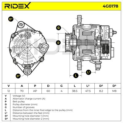 Alternator RIDEX 4G0178 4G0178 - foto 7