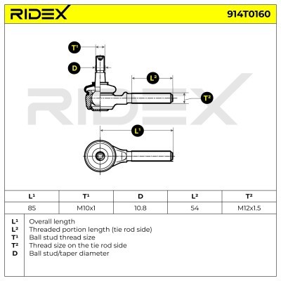 Końcówka drążka kierowniczego RIDEX 914T0160 914T0160 - foto 6