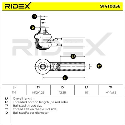 Końcówka drążka kierowniczego RIDEX 914T0056 914T0056 - foto 6