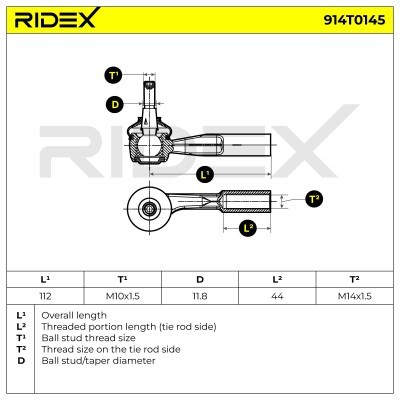 Końcówka drążka kierowniczego RIDEX 914T0145 914T0145 - foto 6