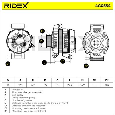 Alternator RIDEX 4G0554 4G0554 - foto 6