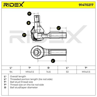 Końcówka drążka kierowniczego RIDEX 914T0217 914T0217 - foto 5