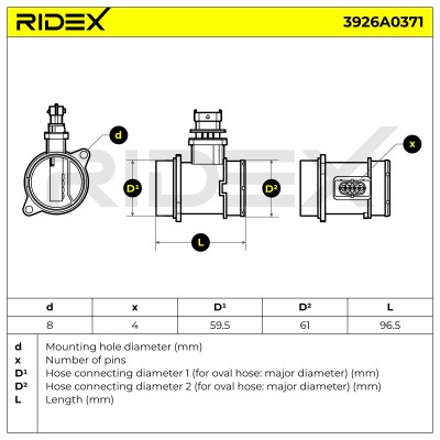 Przepływomierz Masowy Powietrza RIDEX 3926A0371 3926A0371 - foto 6