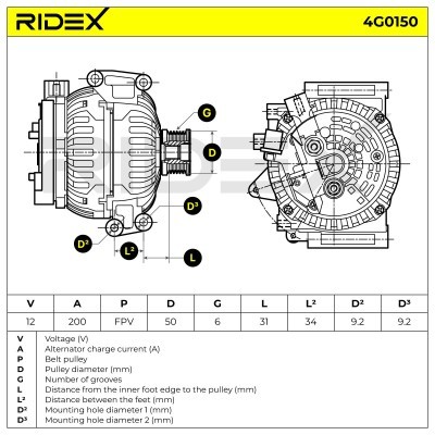 Alternator RIDEX 4G0150 4G0150 - foto 7