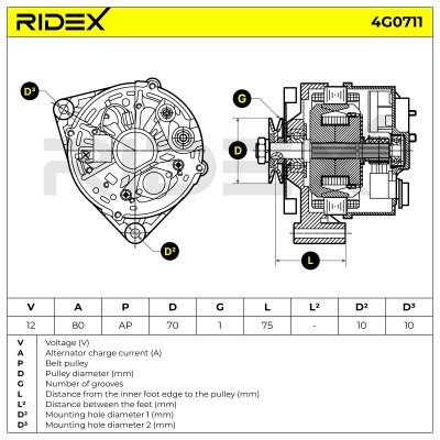 Alternator RIDEX 4G0711 4G0711 - foto 5