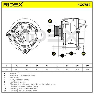 Alternator RIDEX 4G0784 4G0784 - foto 5