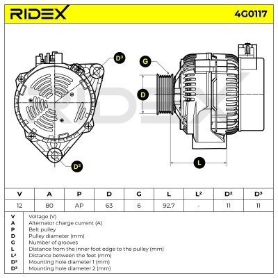 Alternator RIDEX 4G0117 4G0117 - foto 5