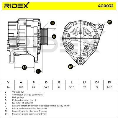 Alternator RIDEX 4G0032 4G0032 - foto 7