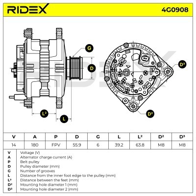 Alternator RIDEX 4G0908 4G0908 - foto 5