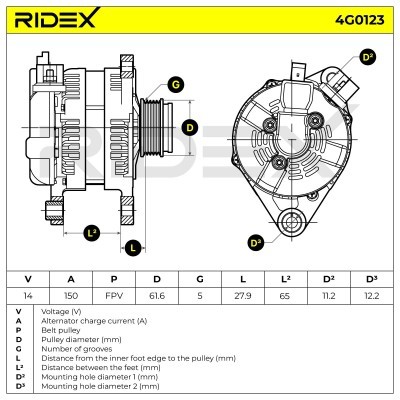 Alternator RIDEX 4G0123 4G0123 - foto 9