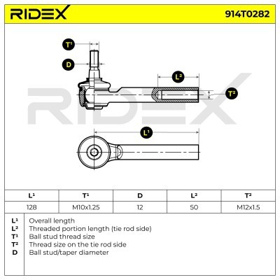 Końcówka drążka kierowniczego RIDEX 914T0282 914T0282 - foto 5