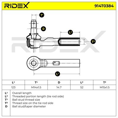 Końcówka drążka kierowniczego RIDEX 914T0384 914T0384 - foto 8