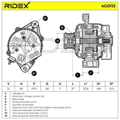 Alternator RIDEX 4G0113 4G0113 - foto 5