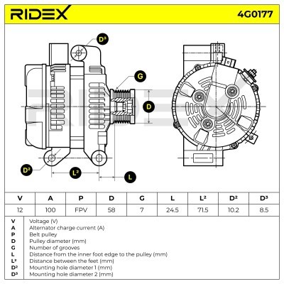 Alternator RIDEX 4G0177 4G0177 - foto 6