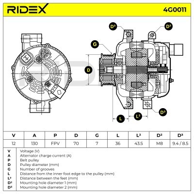 Alternator RIDEX 4G0011 4G0011 - foto 9