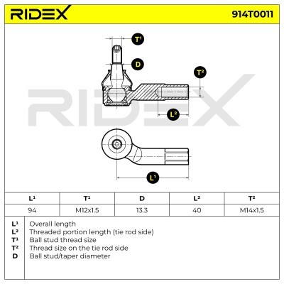 Końcówka drążka kierowniczego RIDEX 914T0011 914T0011 - foto 5