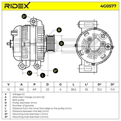 Alternator RIDEX 4G0577 4G0577 - foto 7