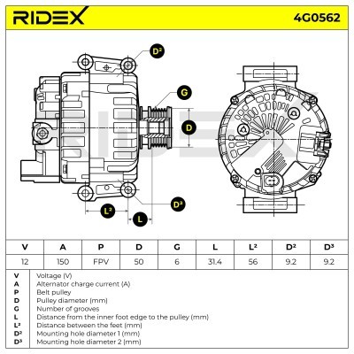 Alternator RIDEX 4G0562 4G0562 - foto 5