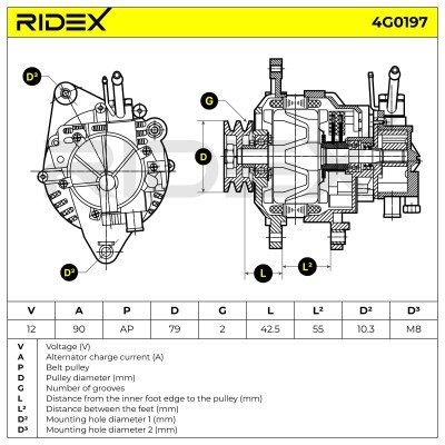 Alternator RIDEX 4G0197 4G0197 - foto 6