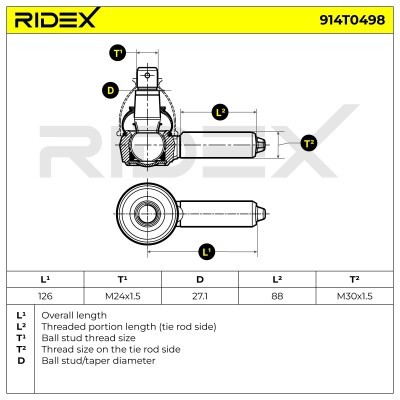 Końcówka drążka kierowniczego RIDEX 914T0498 914T0498 - foto 6